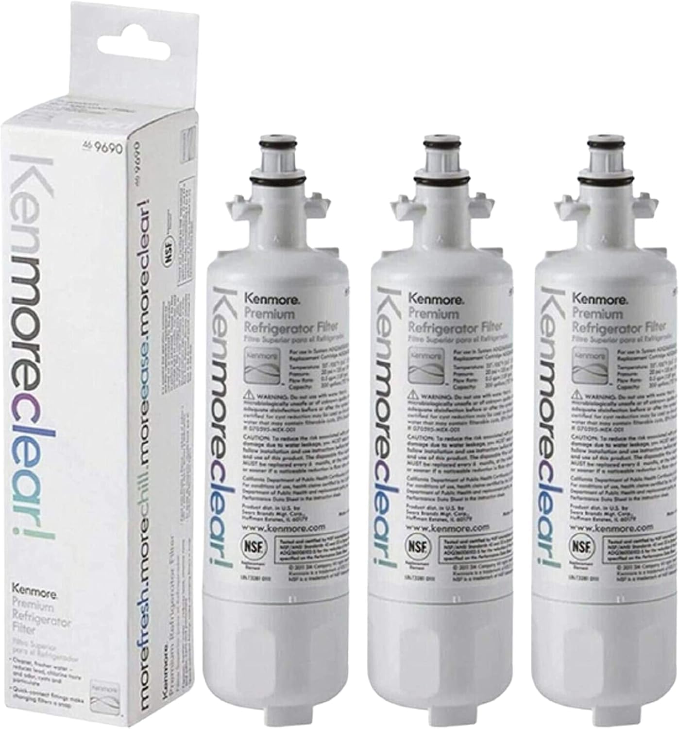 Replacement Water Filters for Kenmore 469690 Refrigerators – 3-Pack