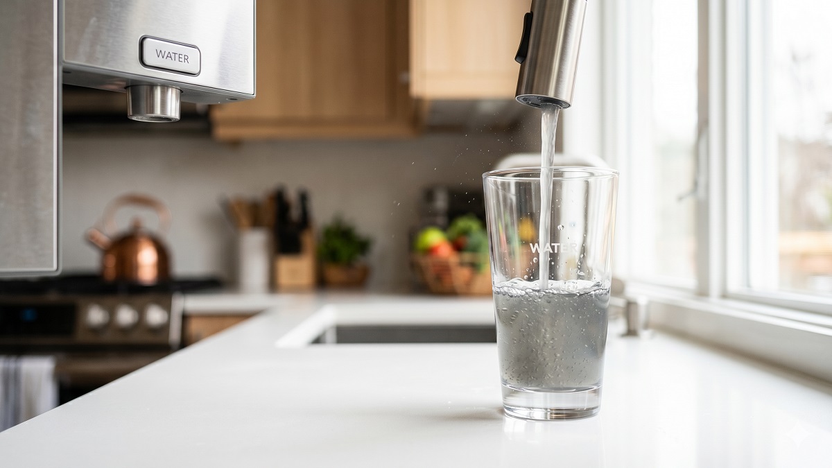 Flushing a new refrigerator water filter at dispenser