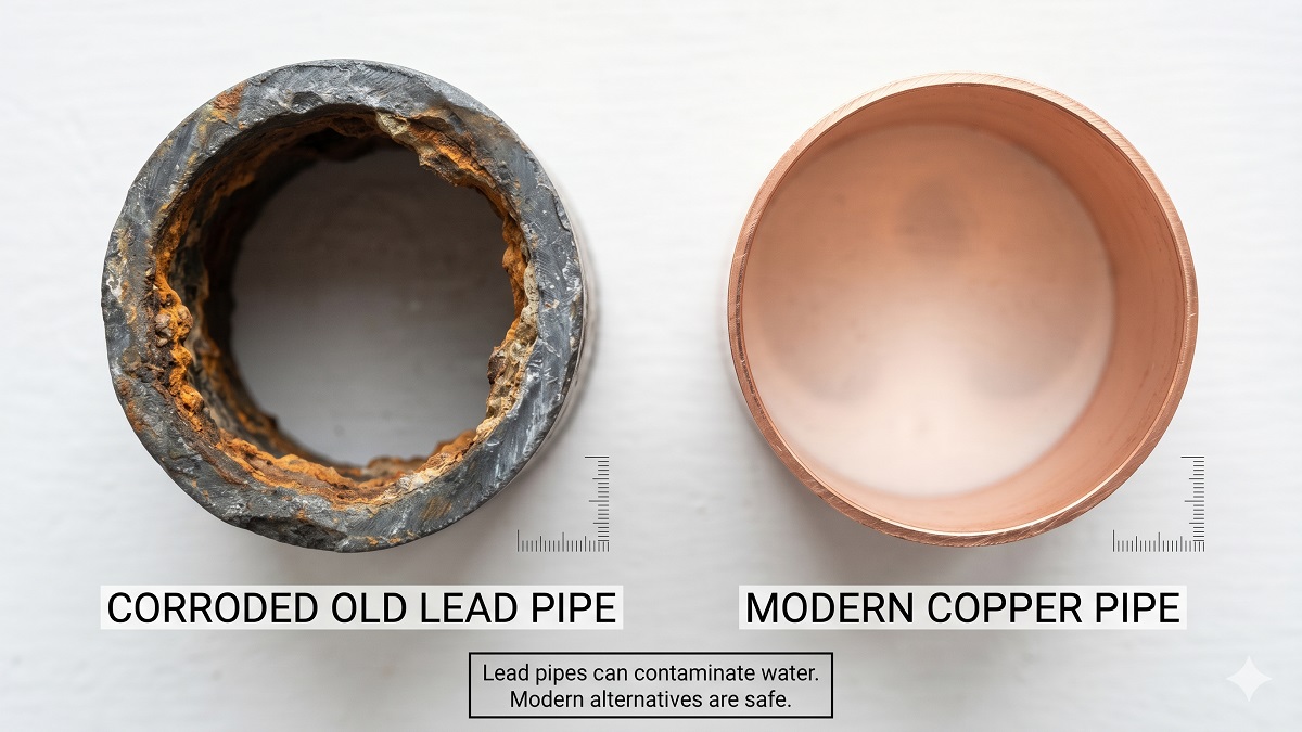 Old lead pipe vs modern water pipe comparison - Does a Refrigerator Water Filter Remove Lead
