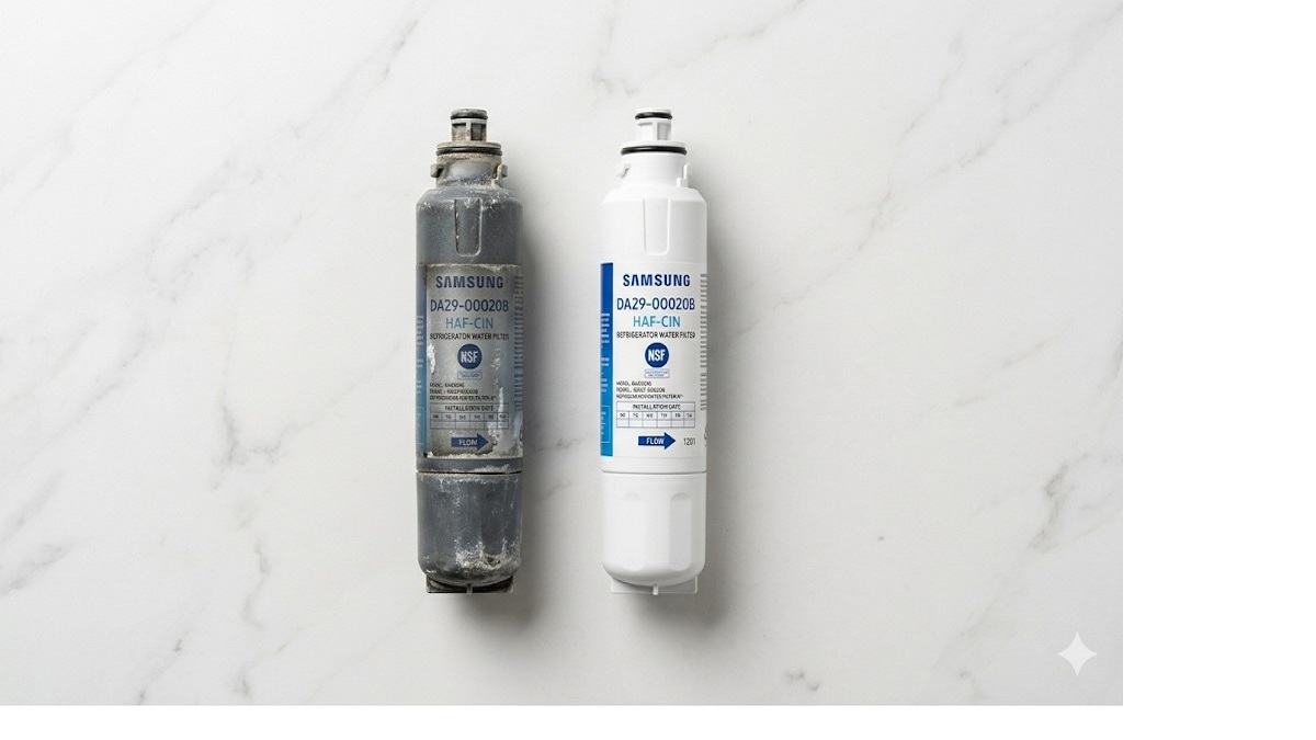 Old expired vs new refrigerator water filter comparison How Often Should You Change Your Refrigerator Water Filter