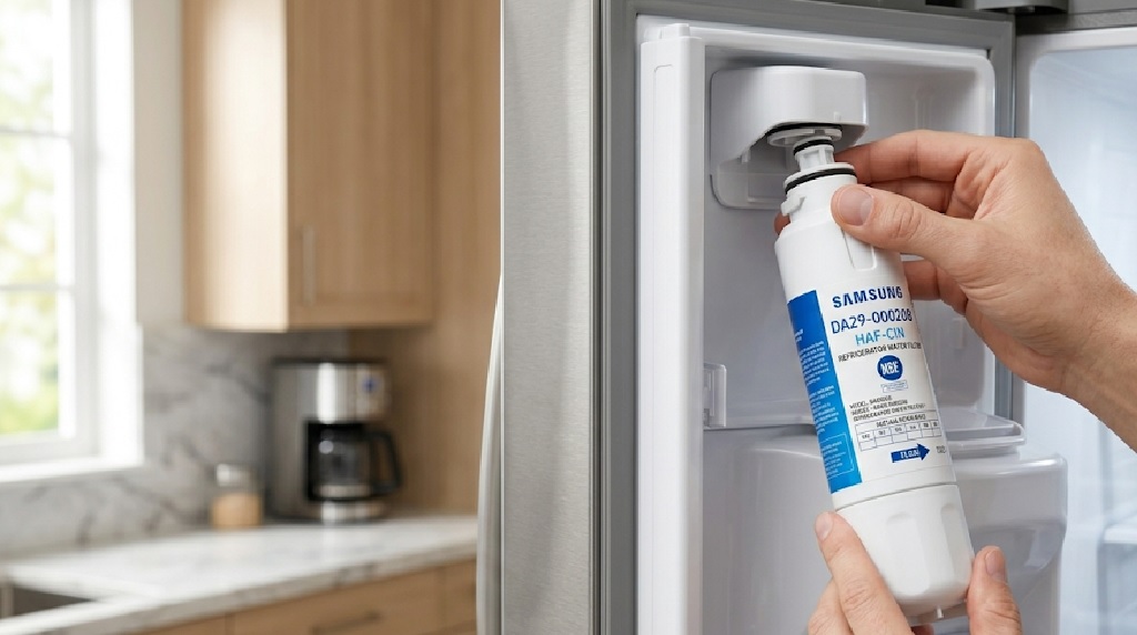 Installing Samsung DA29-00020B water filter in Samsung refrigerator