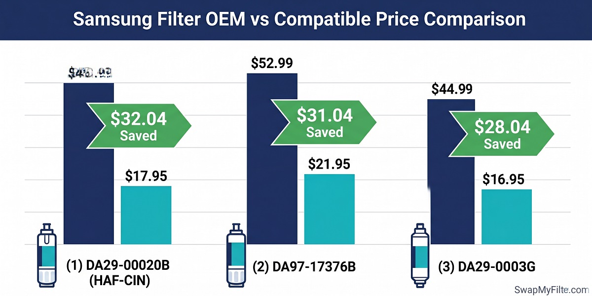 Samsung water filter OEM vs compatible price comparison