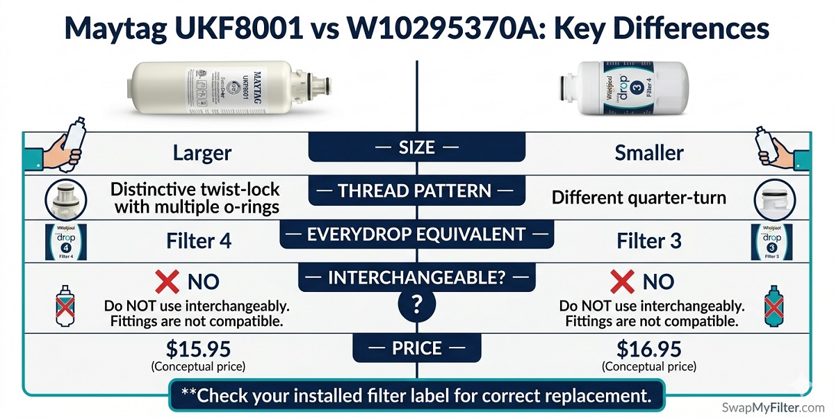 Maytag UKF8001 vs W10295370A water filter comparison