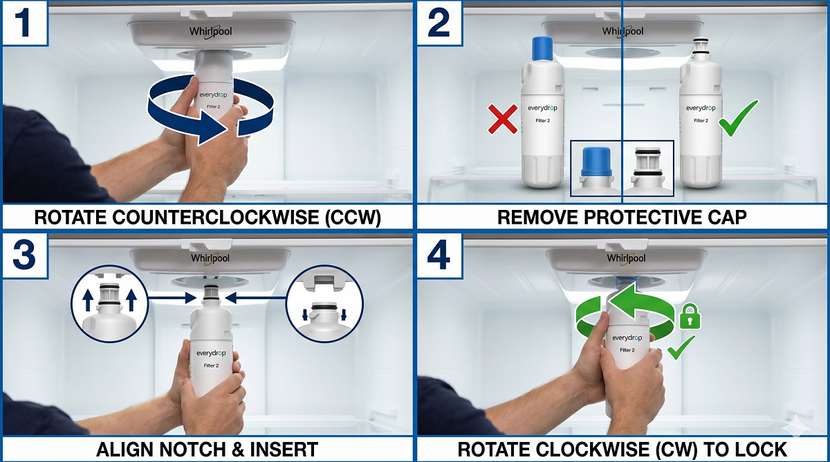 LG refrigerator water filter installation step by step photo guide